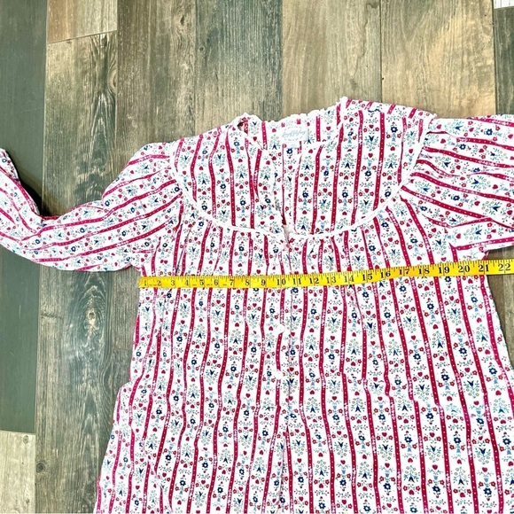 LANZ OF SALZBURG Flannel Valentine Heart Print Ruffle Lace Red Long Gown Medium - Picture 4 of 6